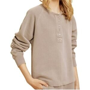 NEW BAREFOOT DREAMS Malibu Collection Terry Henley Pullover Sweatshirt‎ Kids 6/7